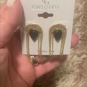 Gold and Black Chain Earrings